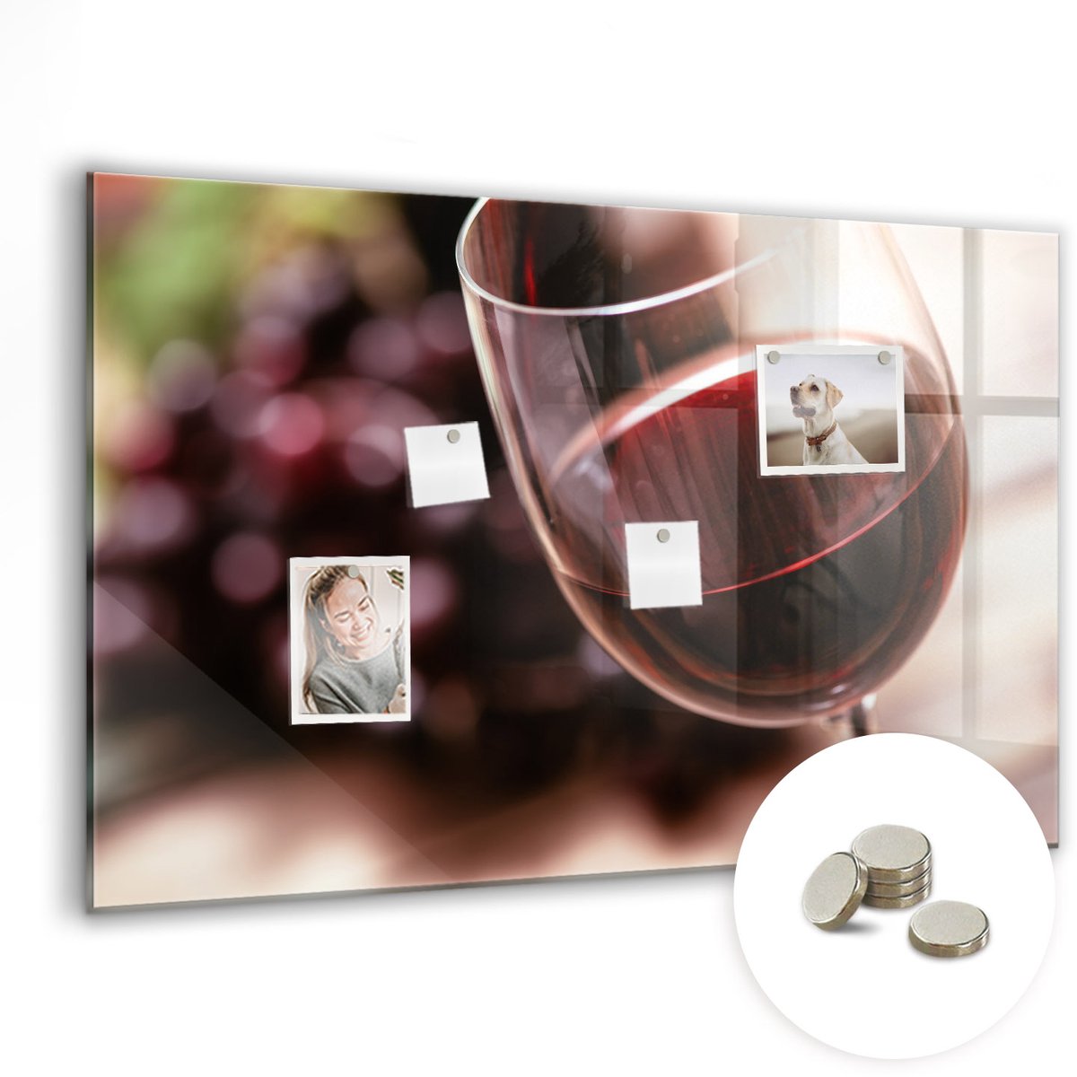 Coloray Glazen Magneetbord - Magnetisch Bord Tomaat - 90x60 cm - Rood Magneetbord - Magnetic Board - Memobord