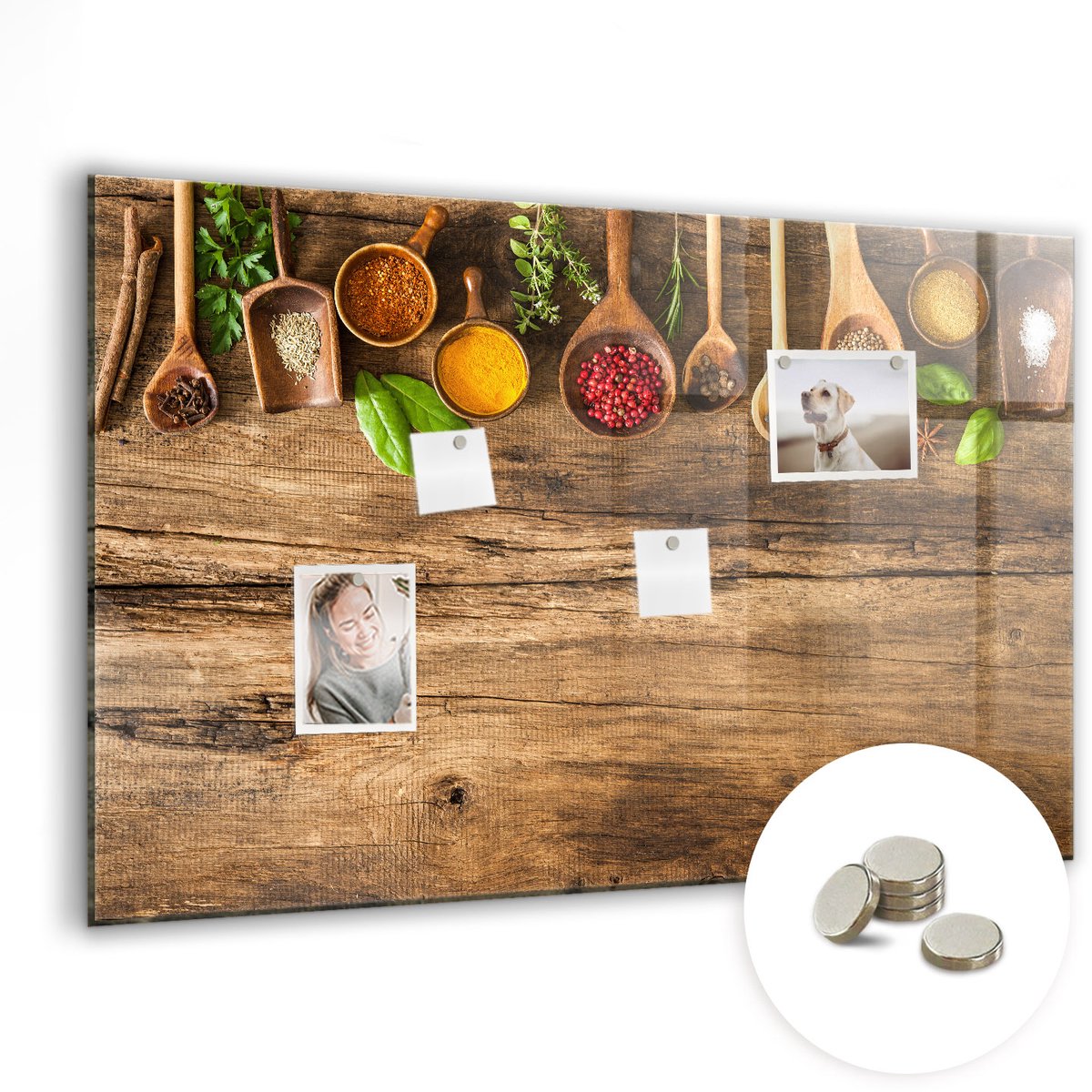 Coloray Glazen Magneetbord - Magnetisch Bord Wereldkaart met gras - 90x60 cm - Bruin Magneetbord - Magnetic Board - Magneetbord Design
