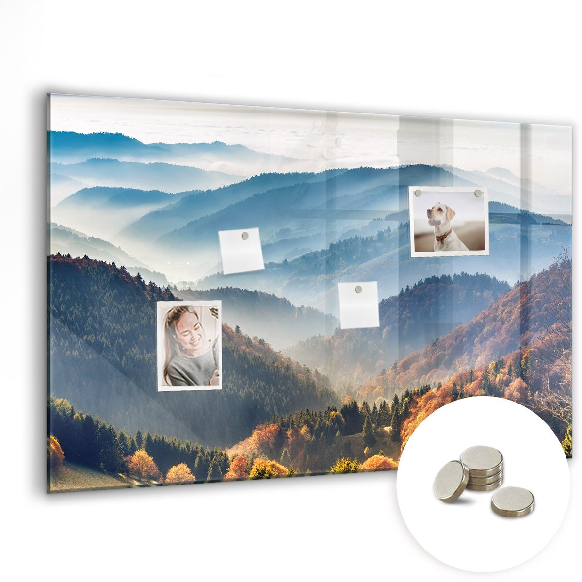 Coloray Glazen Magneetbord - Magnetisch Bord Abstracte inscripties - 90x60 cm - Veelkleurig Magneetbord - Magnetic Board - Memobord