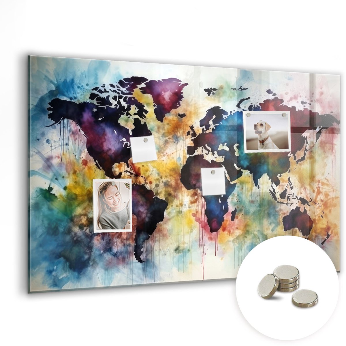 Coloray Glazen Magneetbord - Magnetisch Bord Decoratieve abstractie - 90x60 cm - Veelkleurig Magneetbord - Magnetic Board - Glazen Magneetbord