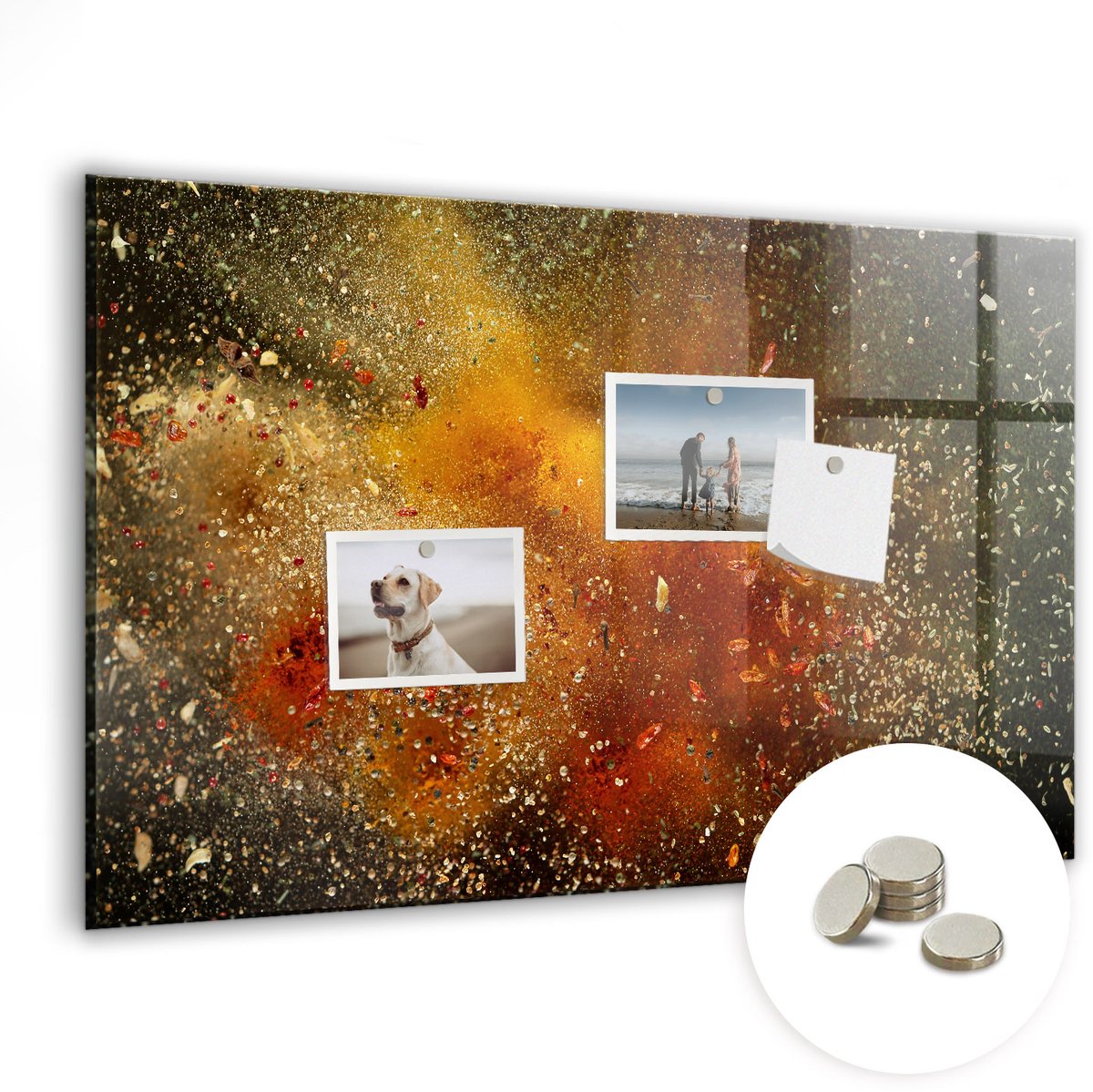 Coloray Glazen Magneetbord - Magnetisch Bord Specerijenabstractie - 60x40 cm - Veelkleurig Magneetbord - Magnetic Board - Keuken Decoratie