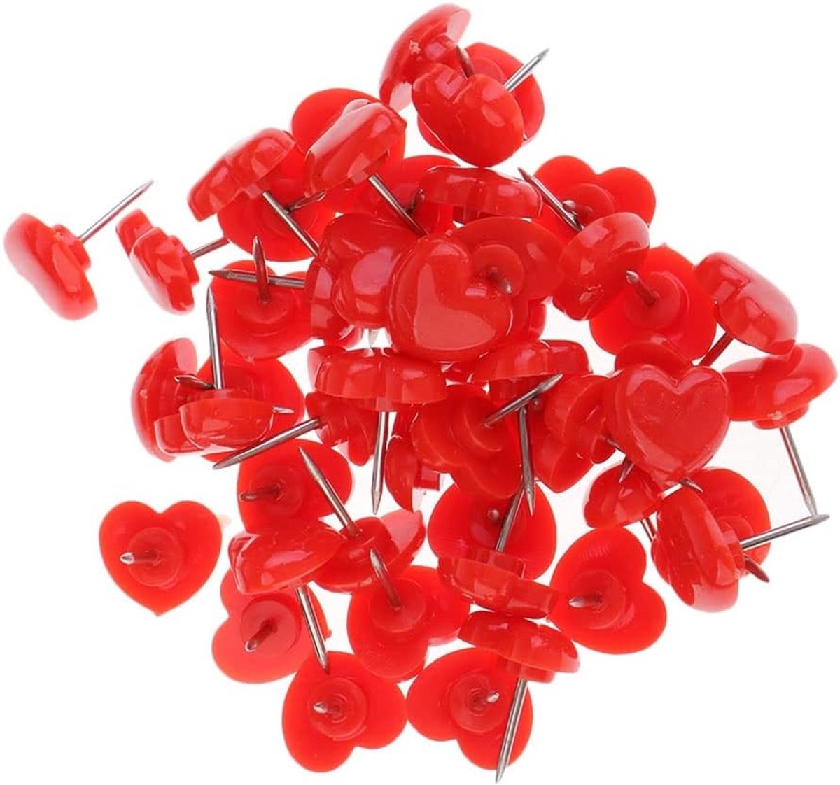 SnelShoppen - 50 Stuks Hart Duimspijkers Rood Schattige Prikborden Decoratieve Kaart Pins Voor Foto's, Schema's, Memos en Documenten