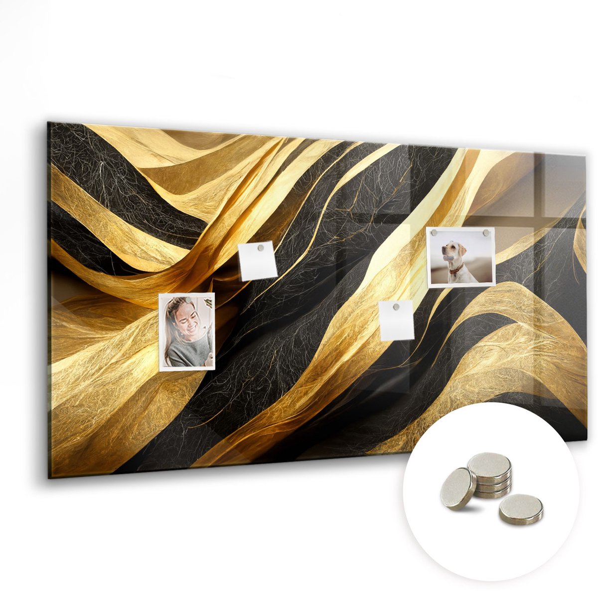 Coloray Glazen Magneetbord - Magnetisch Bord Abstract landschap - 120x60 cm - Gouden Magneetbord - Magnetic Board - Memobord