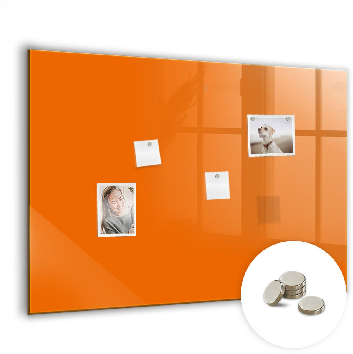 Coloray Glazen Magneetbord - Magnetisch Bord Glas wijn - 100x70 cm - Oranje Magneetbord - Magnetic Board - Keuken Decoratie