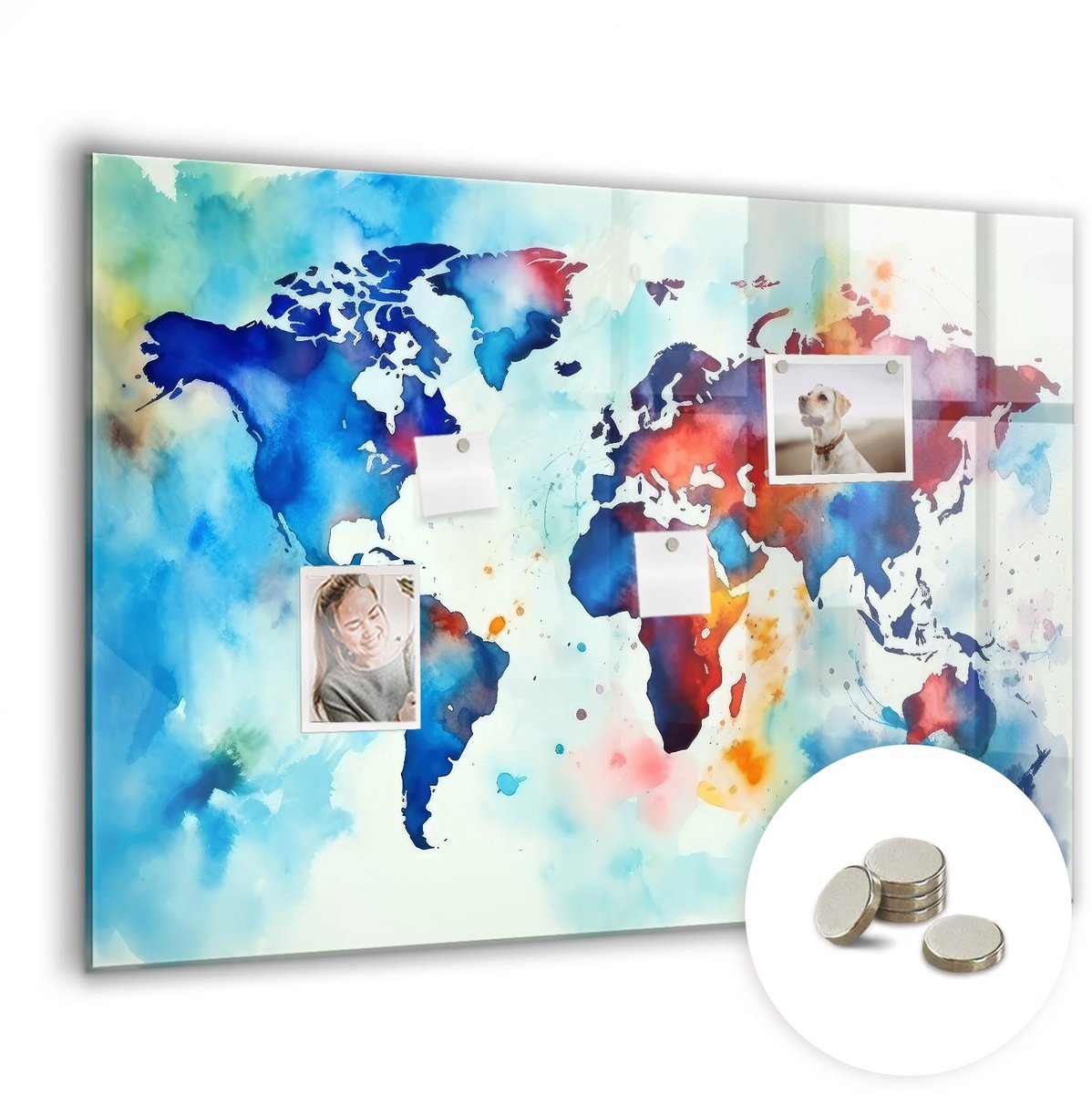 Coloray Glazen Magneetbord - Magnetisch Bord Decoratieve abstractie - 100x70 cm - Veelkleurig Magneetbord - Magnetic Board - Woonkamer Decoratie