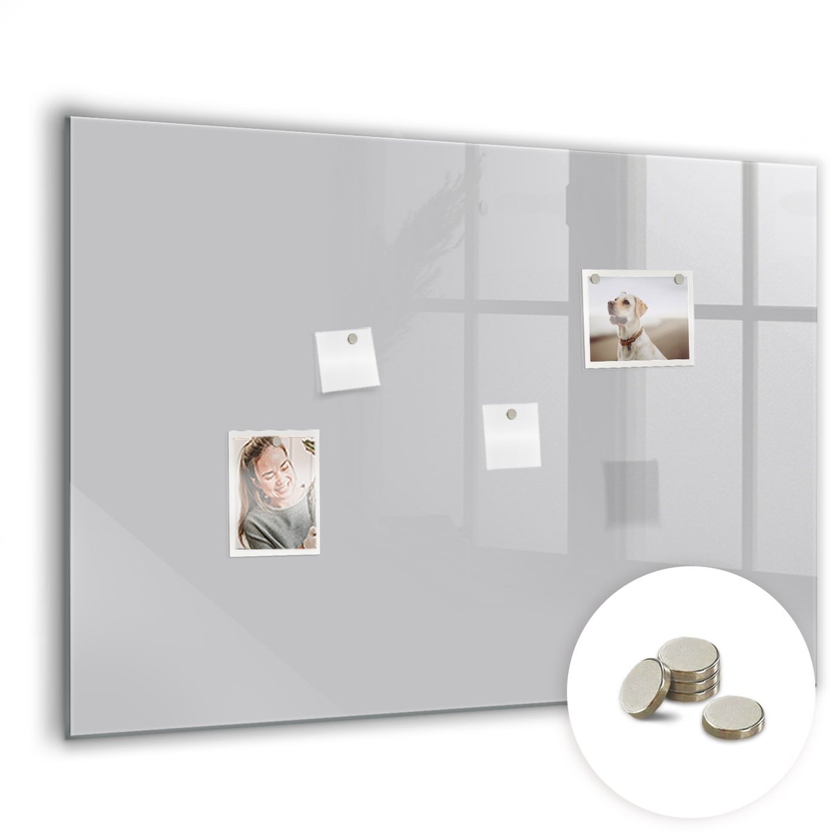 Coloray Glazen Magneetbord - Magnetisch Bord Kleur: donkerwit - 100x70 cm - Lichtgrijs Magneetbord - Magnetic Board - Magnetisch Wandbord