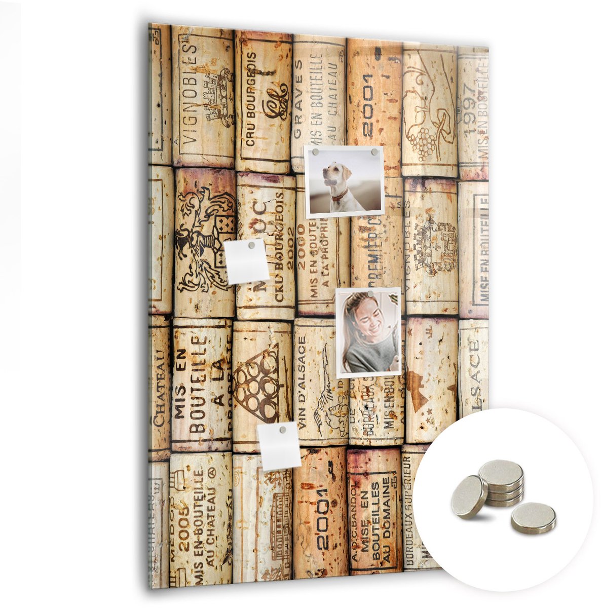 Coloray Glazen Magneetbord - Magnetisch Bord Basilicumblaadjes - 70x100 cm - Beige Magneetbord - Magnetic Board - Magnetisch Wandbord
