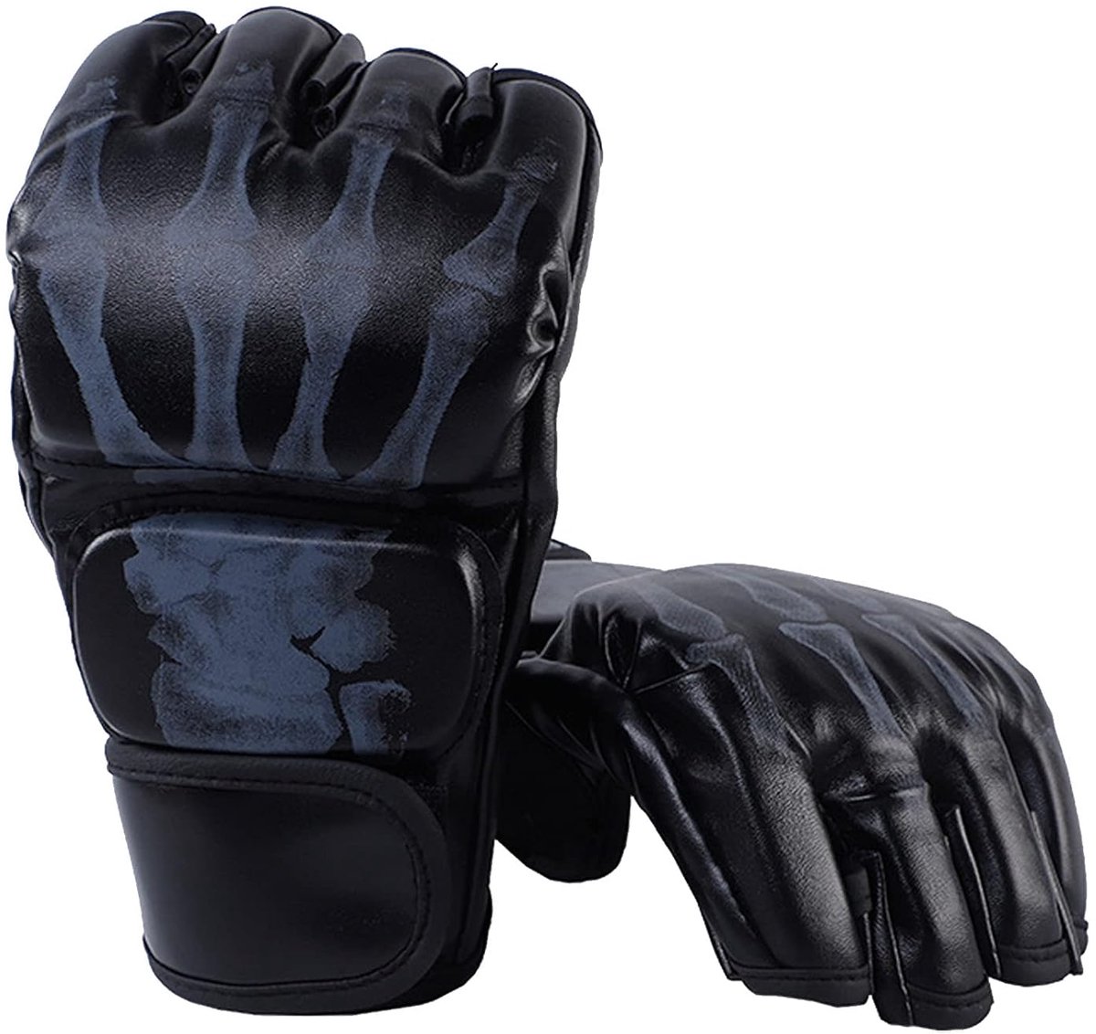 SnelShoppen - 1 Paar Half Vinger Bokshandschoenen Open Fingerloze Bokshandschoenen MMA Half Vinger Handschoenen Sparring Fingerloze Handschoenen PU Le