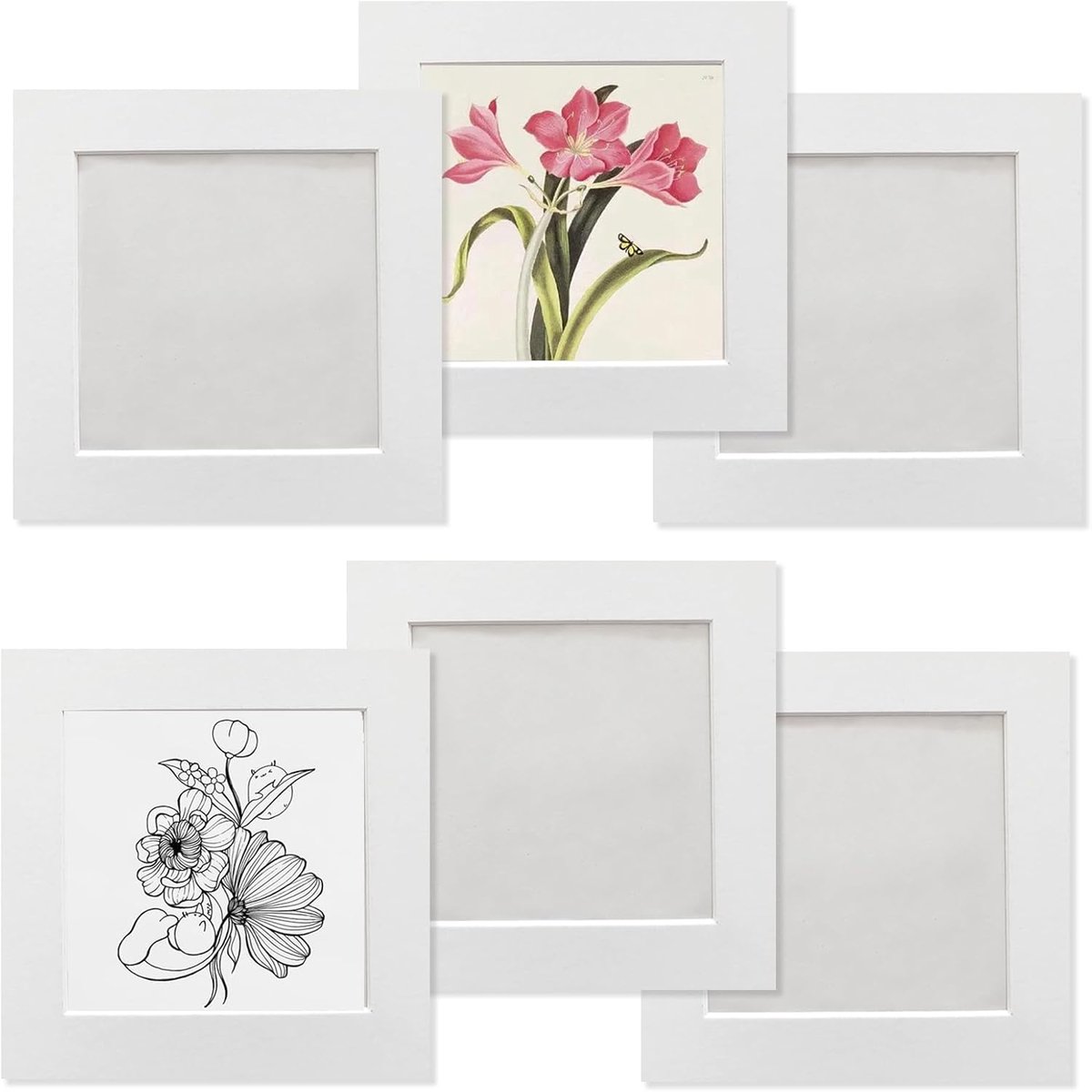 6 x 6 inch Collage fotolijst, set van 6, kleurrijke opplaklijsten voor kunstwerk, geen nagels nodig - ShopVlot