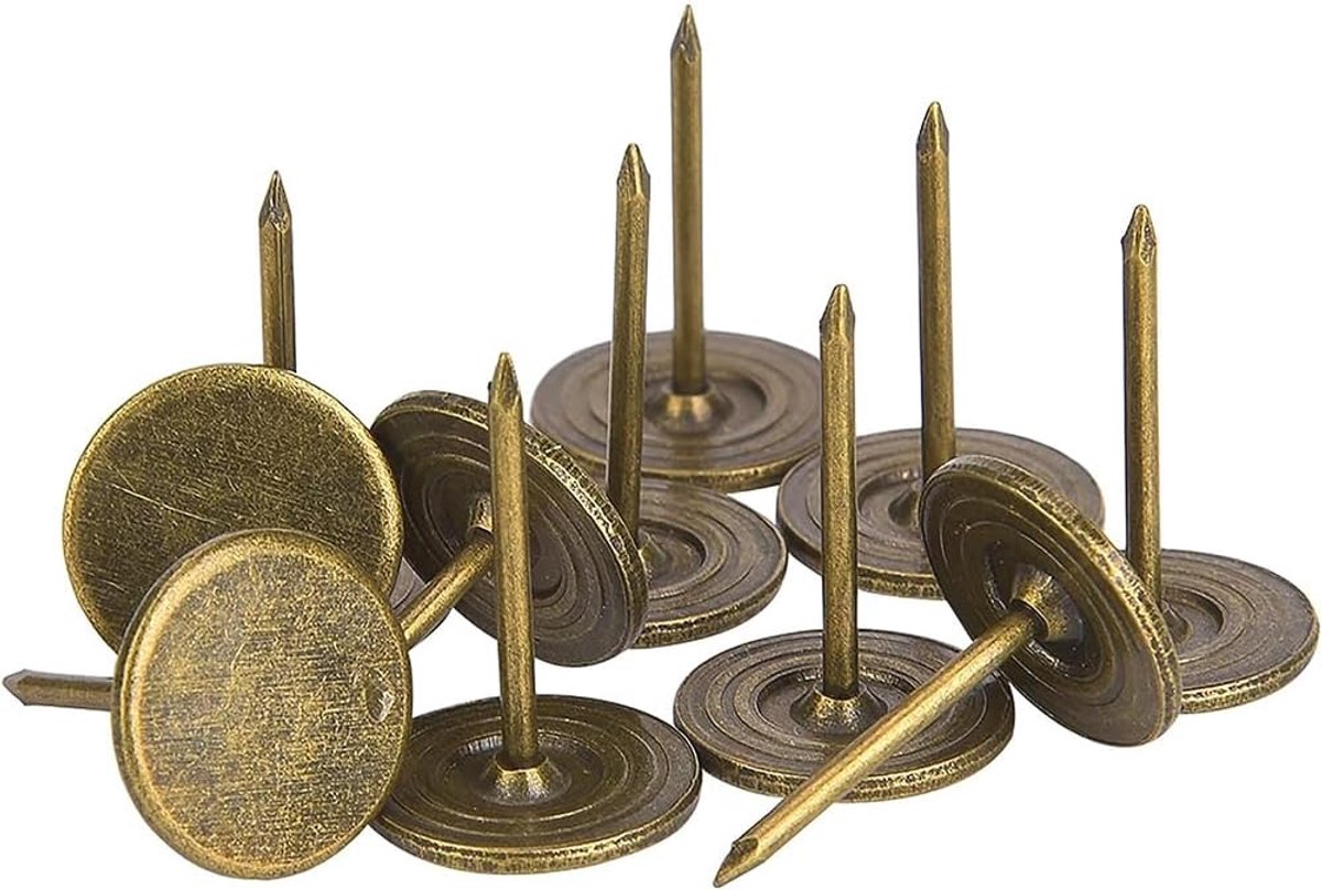 SnelShoppen - 100 Stuks Meubelspijkers Plat Hoofd Vintage Bronzen Meubelspijkers Decoratie Spijkers voor Deuren en Meubels 14 x 20 mm