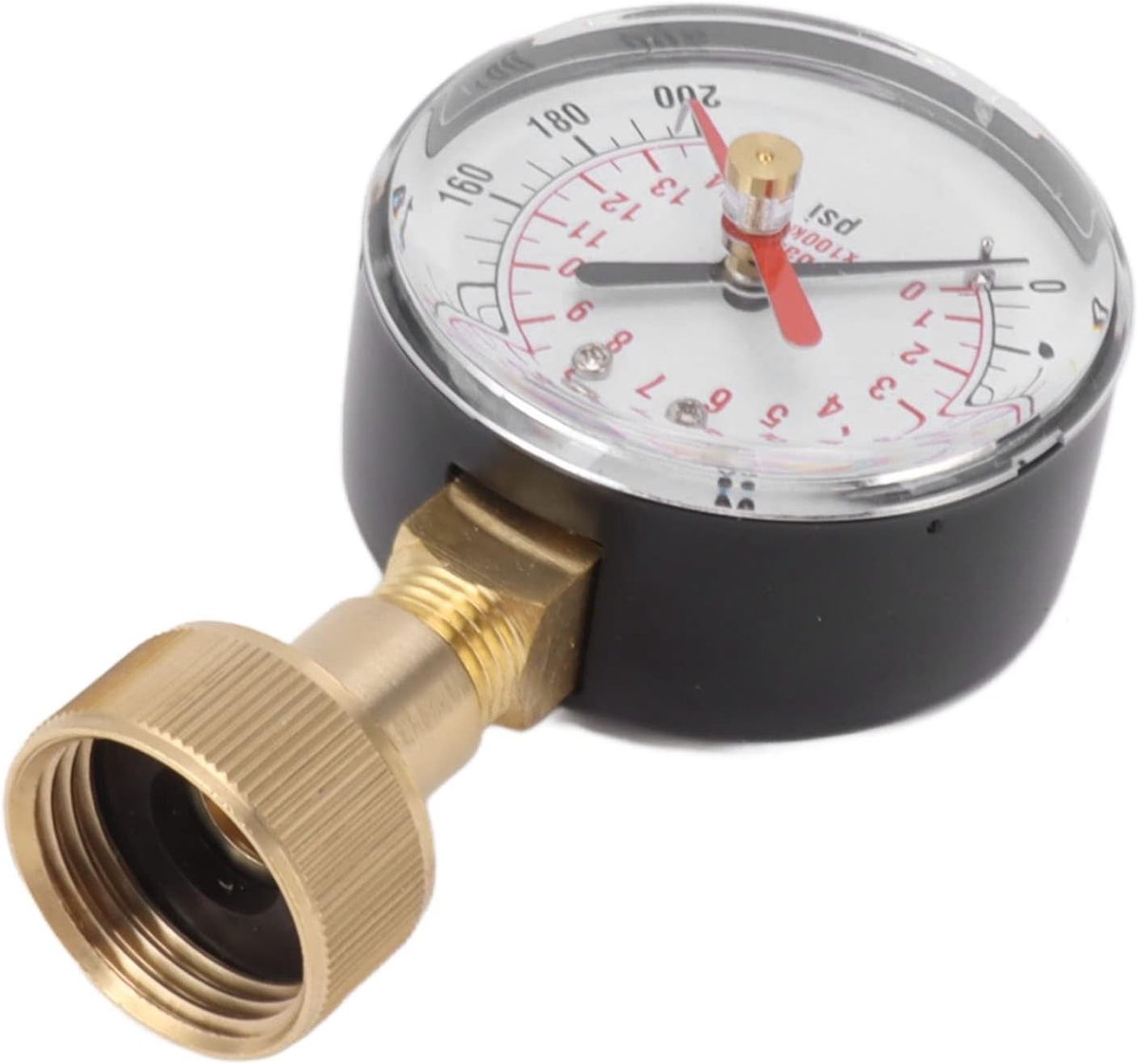 SnelShoppen - Universele Waterdrukmeter 0-200 PSI, Aluminium en IJzer, 3/4 Inch Vrouwelijk Schroefdraad voor Waterdruk Vervanging, Ideaal voor Tuin, Z