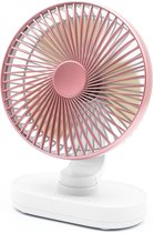 Tafelventilator Oplaadbaar – Stille Ventilator – 4 Snelheden – 90° Oscillatie – 4000 mAh - Roze