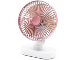 Tafelventilator Oplaadbaar – Stille Ventilator – 4 Snelheden – 90° Oscillatie – 4000 mAh - Roze