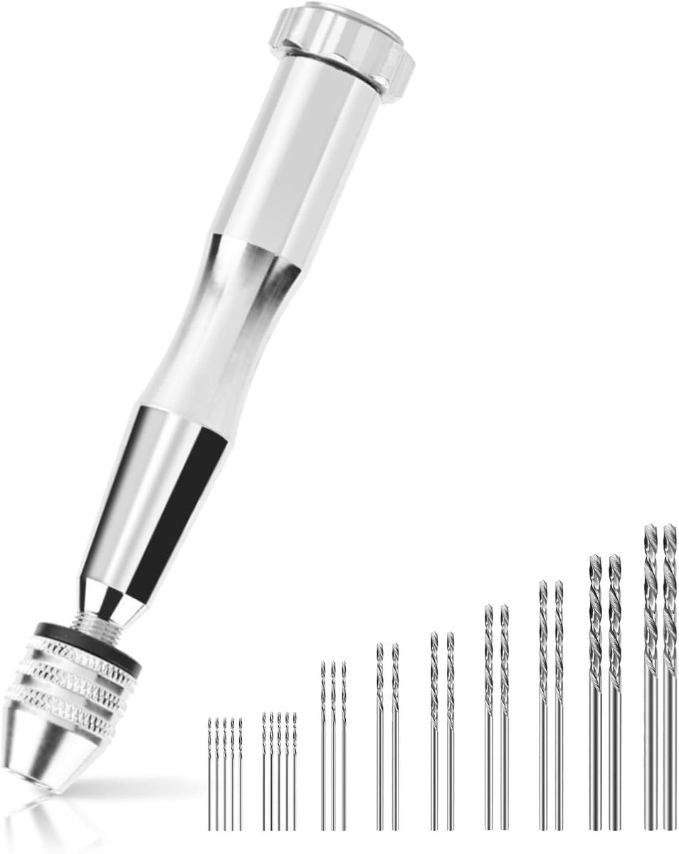 SnelShoppen - Precision Pin Vise Handboor 0.3-3.6mm Met 25 HHS Boorbits, Draaikop Pinboor Set Voor Hobby, Modelbouw, Klussen En Meer