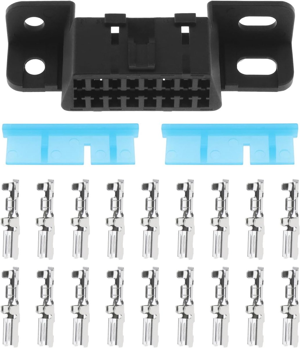 SnelShoppen - OBD2 16 Pin Vrouwelijke Connector - J1962 Auto Adapter - Vervangingsplug voor Vast Bedrading - Dashboard Poort - Lichtgewicht en Duurzaa