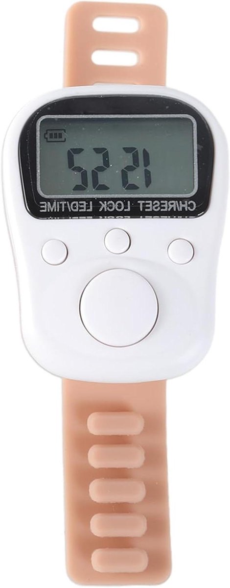 Elektronische Vingerteller - Digitale Teller Clicker - Cijfers Beheren - 6 Cijfer LCD Display - 42 mm - Wit