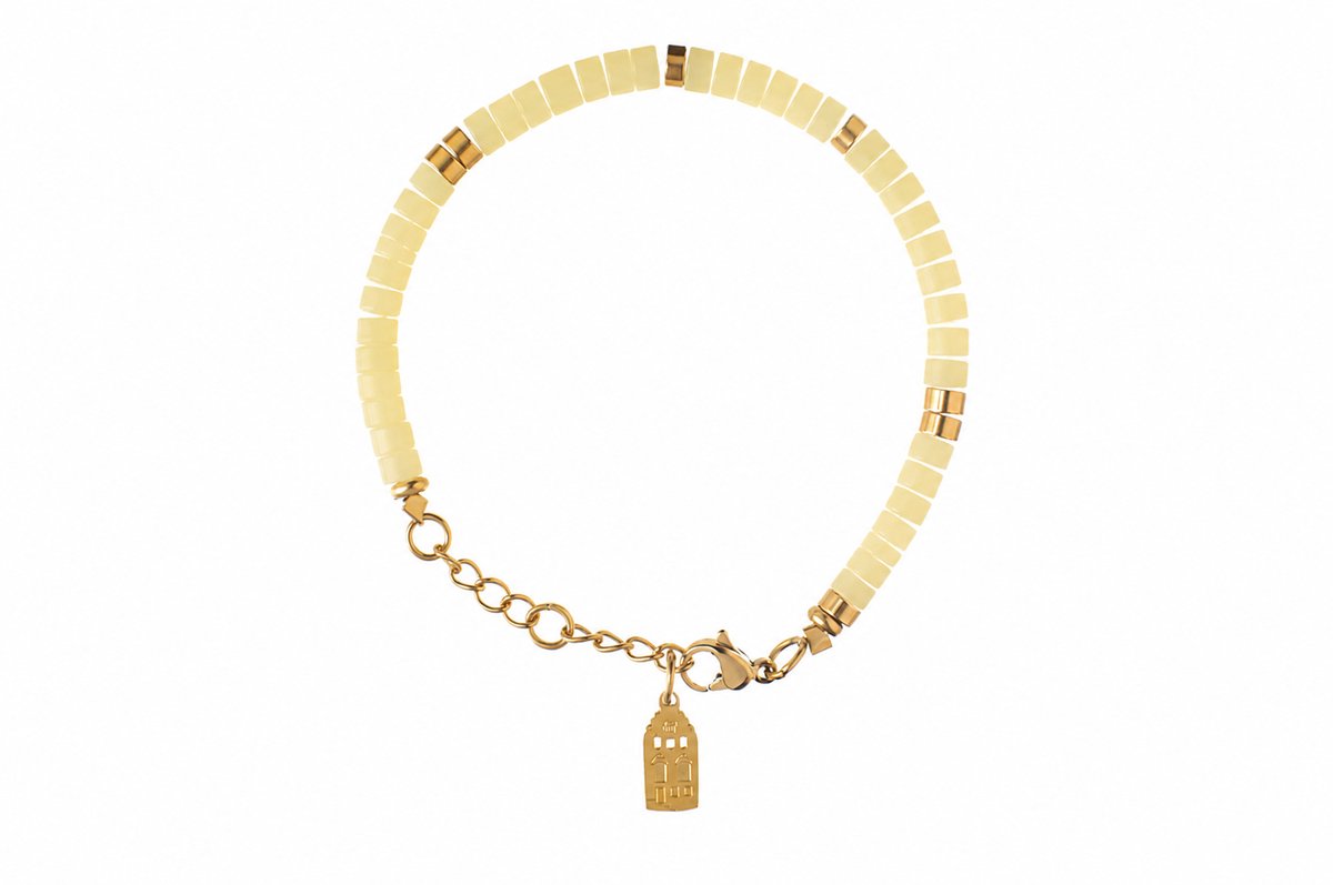 Lauren Sterk Amsterdam Armband New Jade - Natuursteen kralen - Verguld roestvrij staal