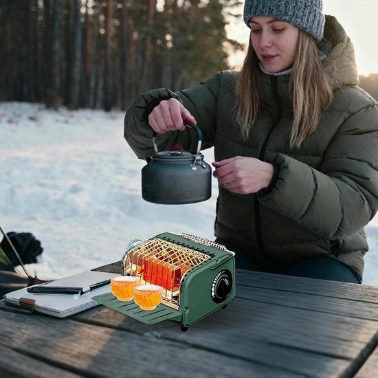 Camping Kooktoestel - Gasbrander Tentkachel - Outdoor Koken - Instelbare Vlamregeling - 20.5 x 18 x 14.5 cm - Kaki Groen van Camping — afbeelding 5