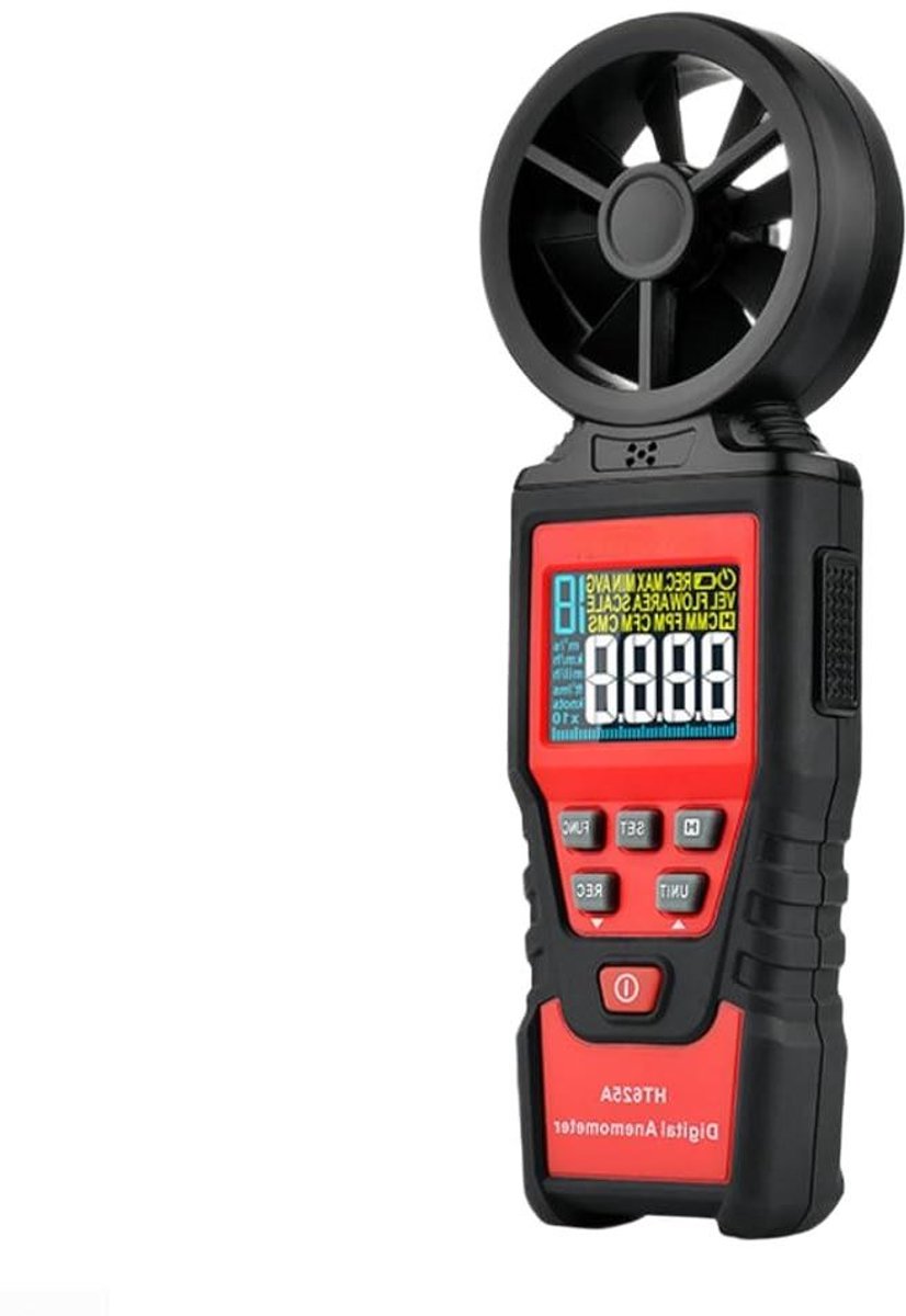 Digitale Anemometer - Windmeter Luchtsnelheid - Luchtstroom Meten - Kleurendisplay Meerdere Eenheden - 78-5900 ft/min - Zwart