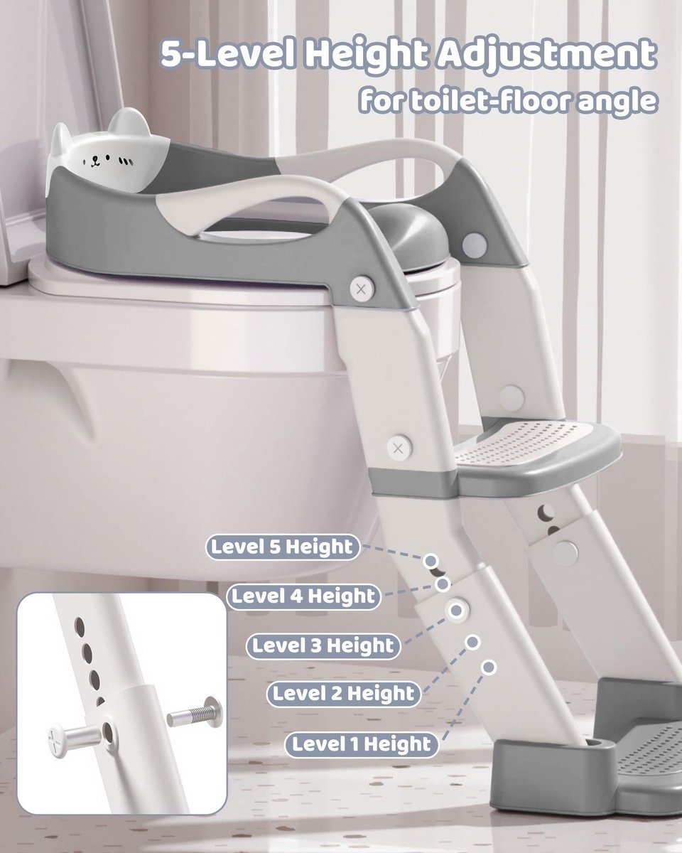 SnelShoppen - Toiletzitting voor Kinderen met Trap, 3-in-1 Opklapbare Toiletladder, Antislip en Waterdicht, Spatbescherming, Kindertoiletzitting voor