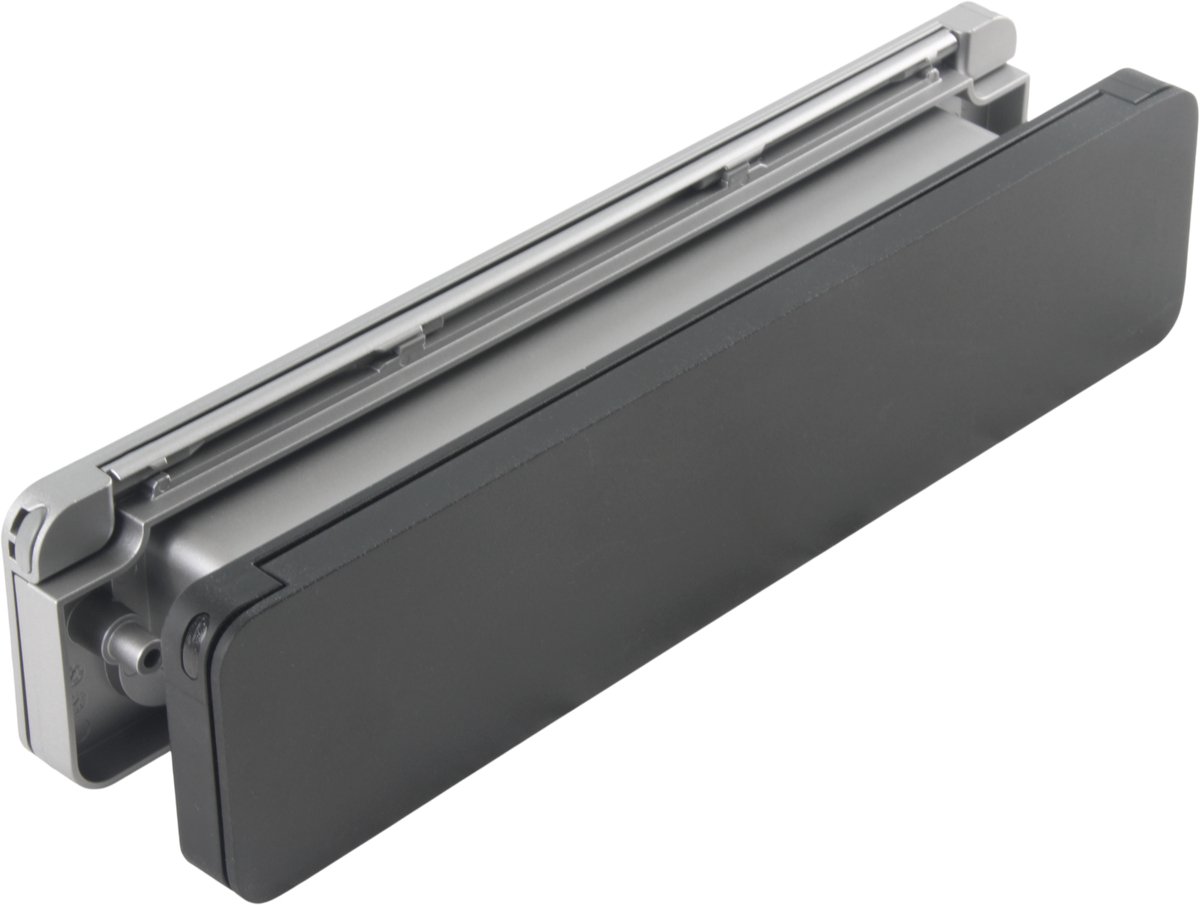 Homebox - de isolerende, tochtvrije en geluiddempende brievenbus – buitendeel aluminium zwart fijnstructuur coating - binnendeel in aluminium kleur gespoten