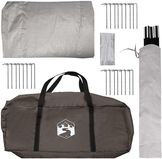 vidaXL - Tipi - Tent - 12-persoons - Bruin - Grijs - Polyester - en - Staal van Vidaxl — afbeelding 4