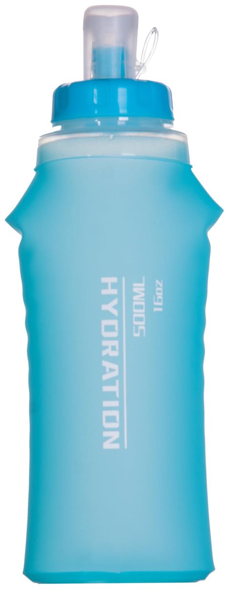 SnelShoppen - Opvouwbare Zachte Knijpfles met Filter - Lichtgewicht Waterfles 500 ml - BPA-vrij - Transparant Blauw - Ideaal voor Trailrunning, Wandel