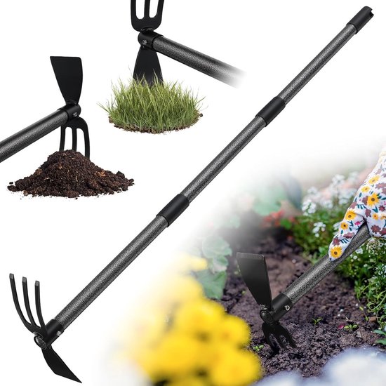 Zware Tuin Hark en Grondfrees voor Efficiënt Wieden en Losmaken van de Bodem, 140 cm Lengte, Ideaal voor Tuinonderhoud en Plantenverzorging — afbeelding 2