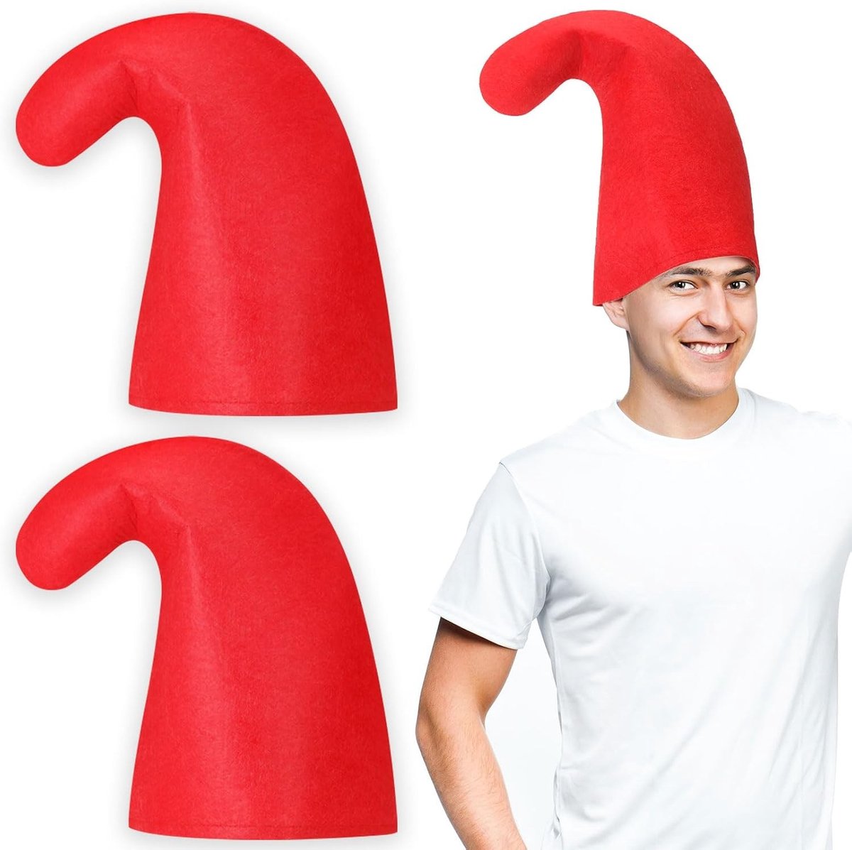 2 Stuks Carnaval Gnome Hoeden - Grappige Vilt Dwerg Hoeden voor Feest, Cosplay en Kostuums - Ideaal voor Mardi Gras en Kerstfeest, One Size voor Volwassenen