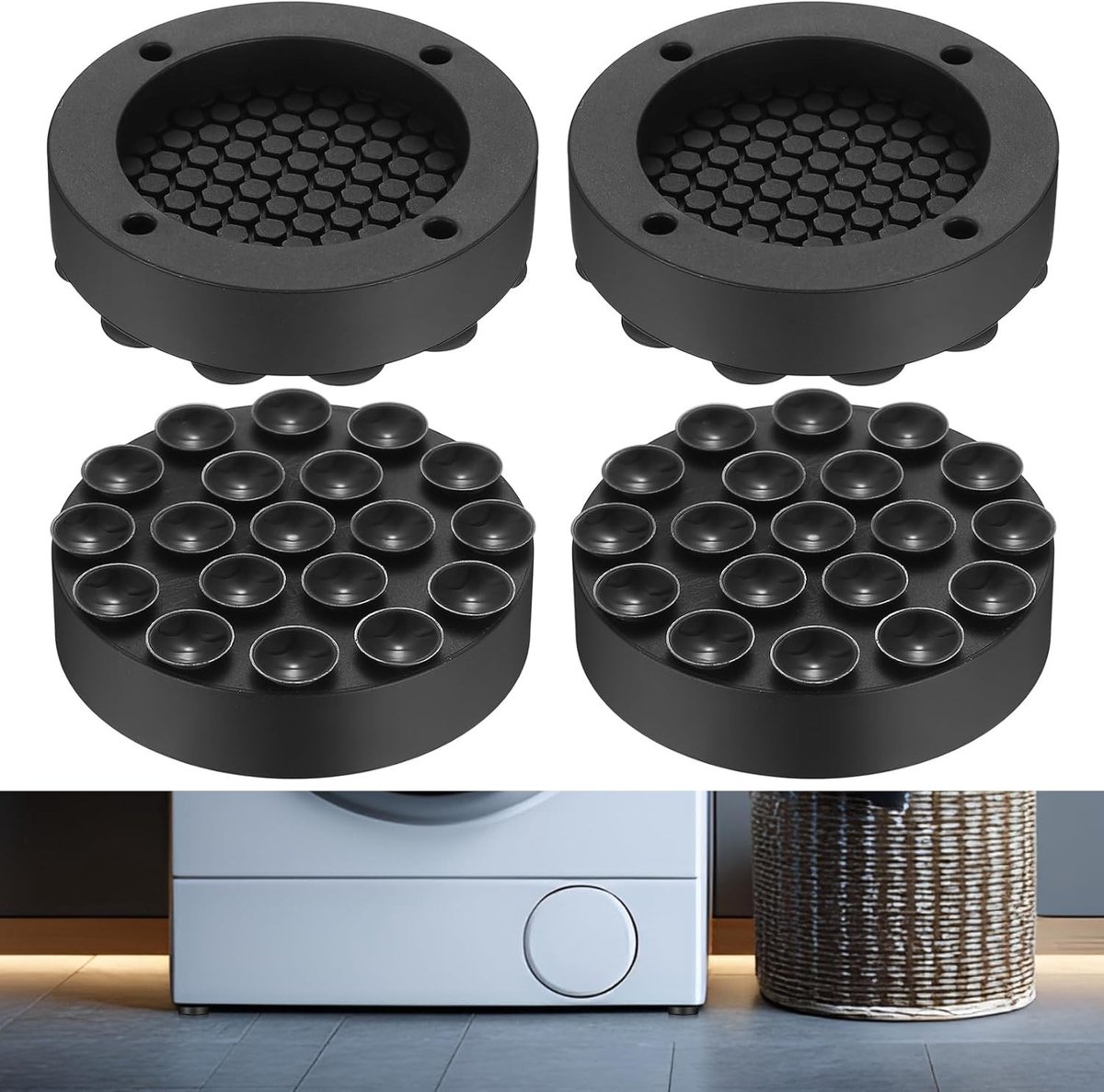 Set van 4 Antivibratie Matten voor Wasmachine en Koelkast - Antislip Onderlegger voor Stabiliteit en Geluidsreductie
