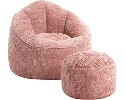 Lexzurn Zitzak - voor volwassenen en kinderen - Comfortabele zitzak stoel voor woonkamer, slaapkamer en gaming - Roze