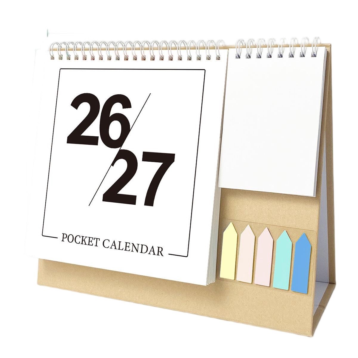 Bureaukalender 2026-2027 – Bureauplanner met Notitieblok & Memoblaadjes – Maandplanner met Opbergvak – Voor Kantoor, Thuis & Studenten – Minimalistisch – Juli 2026 t/m Juni 2027 – 1 Stuk