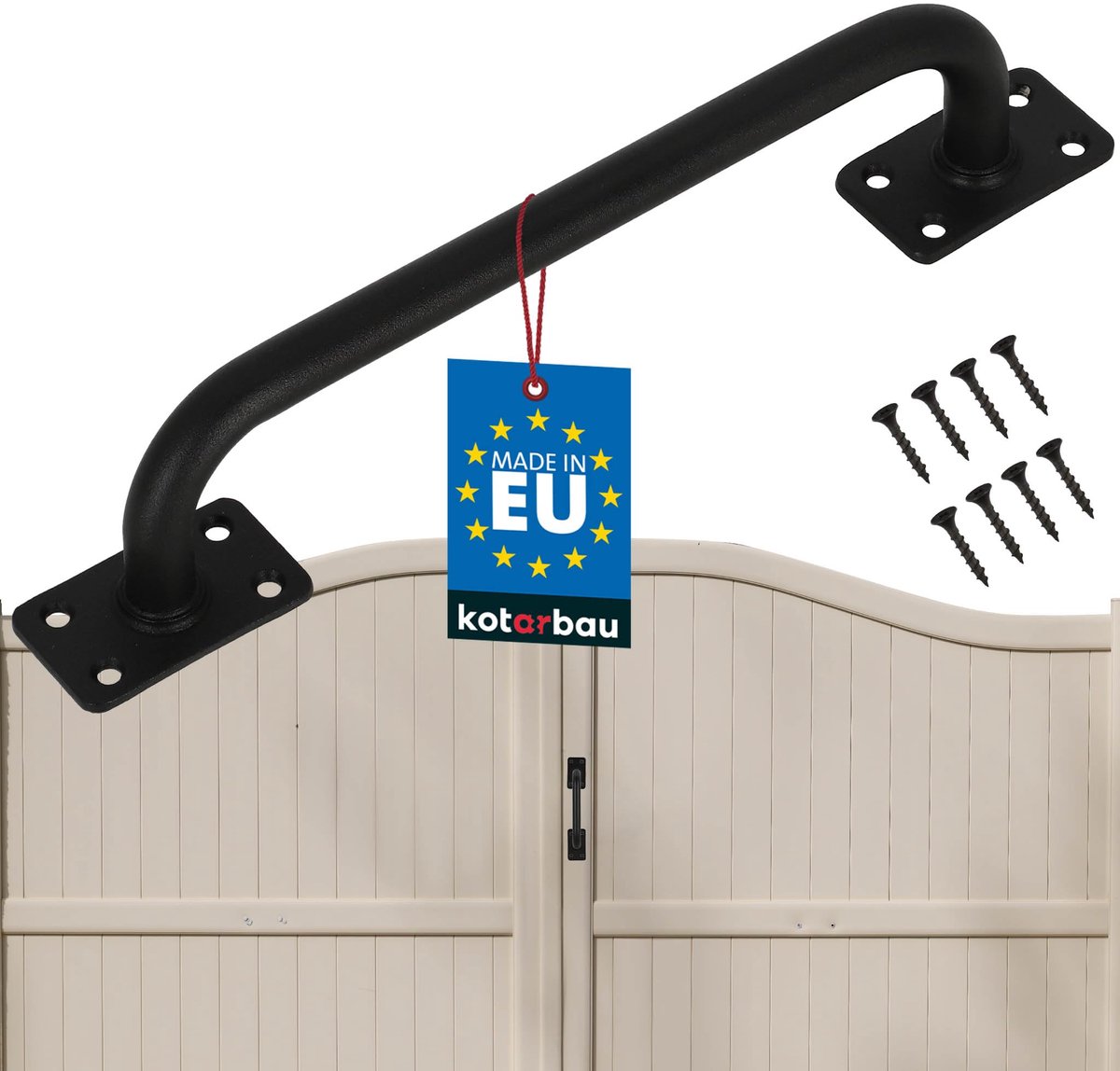 KOTARBAU® Poortgreep - Schuurdeurgreep - Tuindeurgreep 245 mm - Buitendeurgreep - Zwart - Gepoedercoat Staal