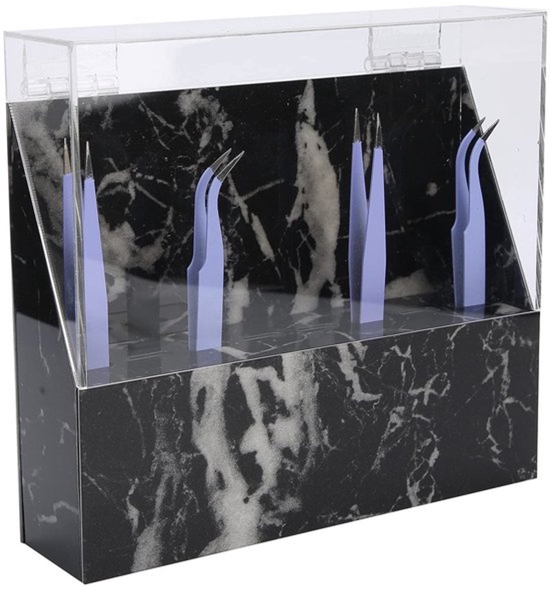 Tanghouder 8 gaten - Acrylhouder - Salonaccessoires - Opbergrek - Transparante stofkap - 17,5 x 16 x 4 cm - Tangendisplay