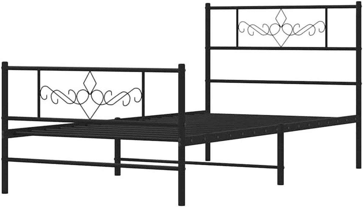 Bedframe Metaal - Bedombouw Stapelbed - Slaapkamer Inrichten - Robuuste Constructie - 100x190 cm - Zwart