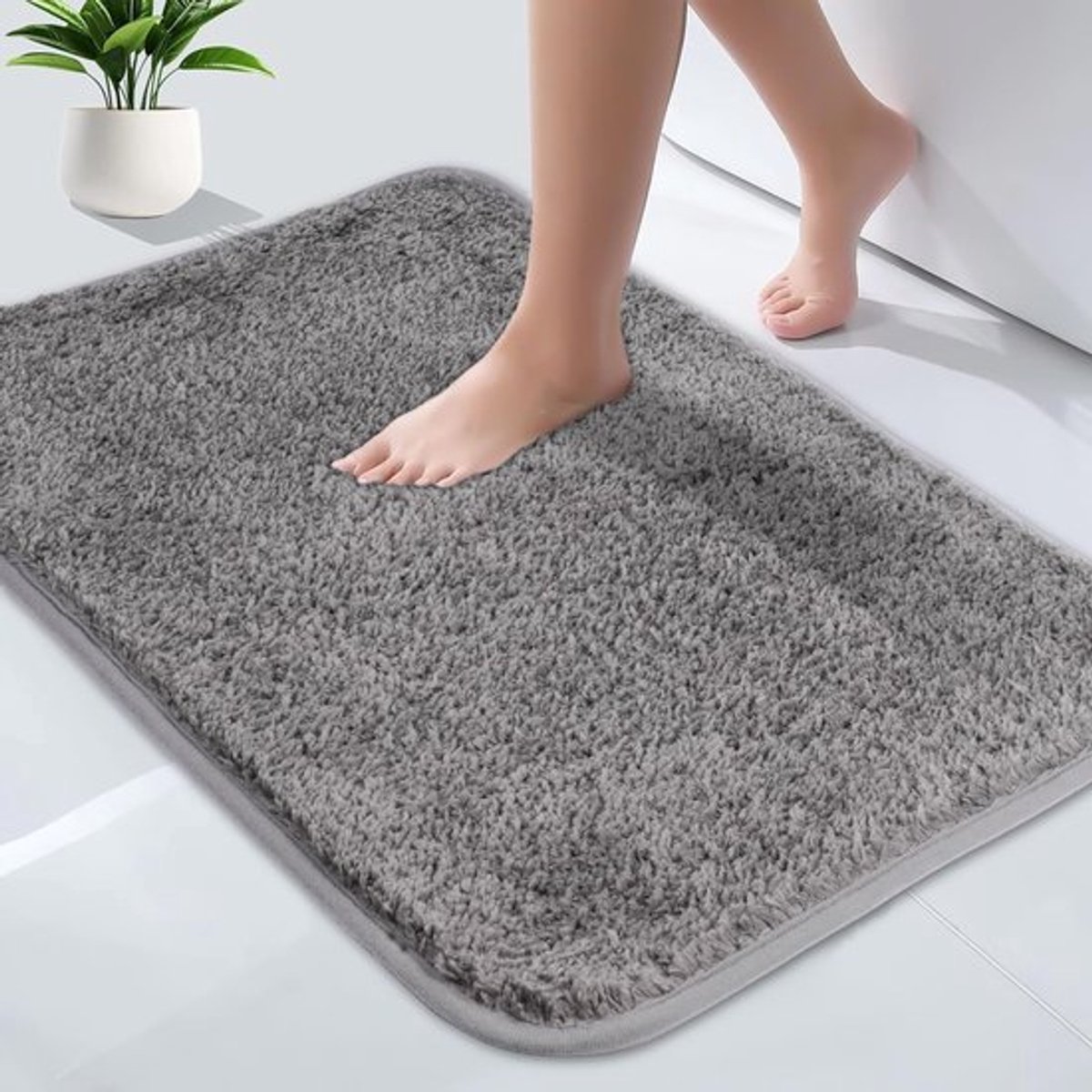 Absorberende Toiletemat met Antislip, Extra Zachte Microfiber, Machinewasbaar en Sneldrogend, Rechthoekige Dikke Badmat 40 x 60 cm voor Badkamergebruik