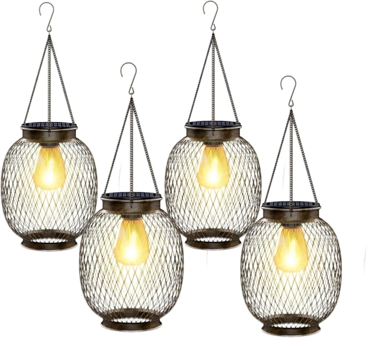 Solarlampen voor Buiten - Zwart - - Metalen Tuindecoratie op Zonne-energie - Voor Tuin en Balkon