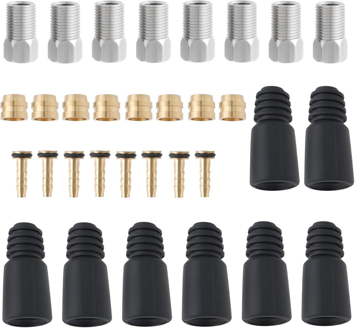 8 Set Bicycle Hydraulic Disc Brake Hose Olive Brake Hose Insert Barb Screws Repair Kit Olive Connector Compatible with - ShopVlot
