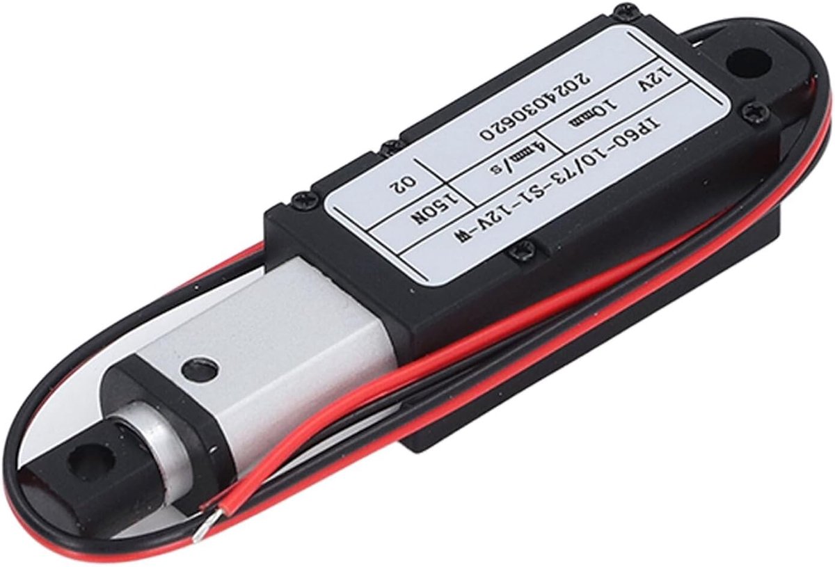 SnelShoppen - Mini Elektrische Lineaire Actuator 12V DC, 10mm Slag, 150N Duwkracht, IPX4 Waterdicht, Aluminium Buizen met ABS Bevestigingsconnector