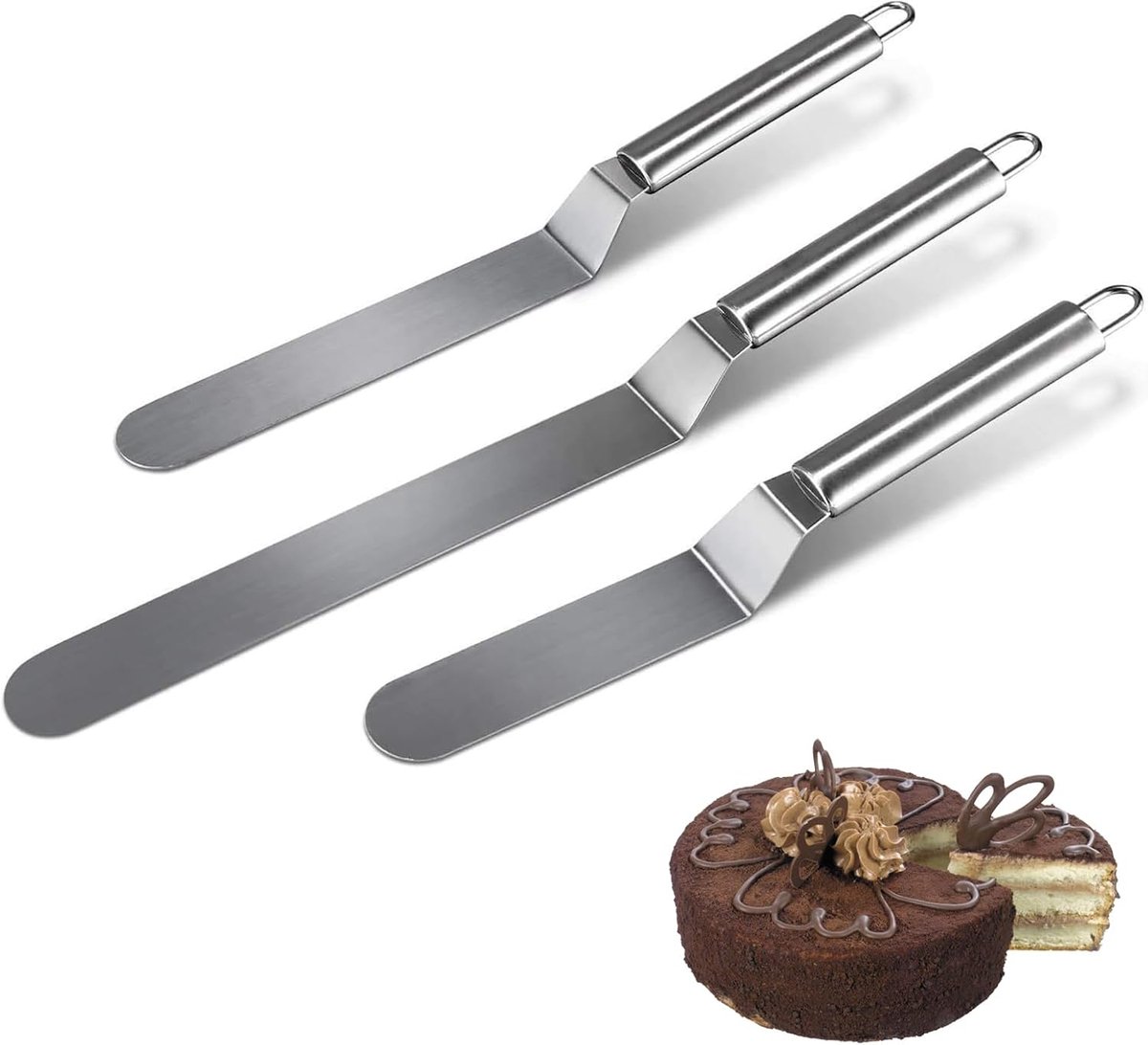 Taartschep set 3-delig - RVS - Diverse maten - Ideaal voor cake decoratie - ShopVlot