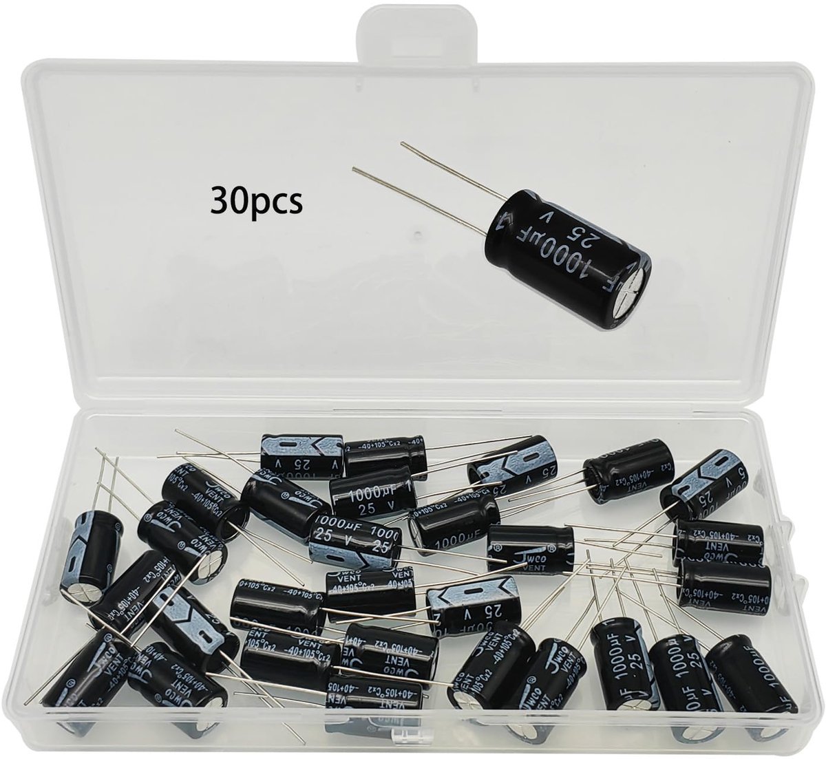 GTIWUNG Electrolytic capacitors, 1000uF, electrolytic capacitors, 10 x 17 mm, electrolytic capacity 1000µF 25V - ShopVlot