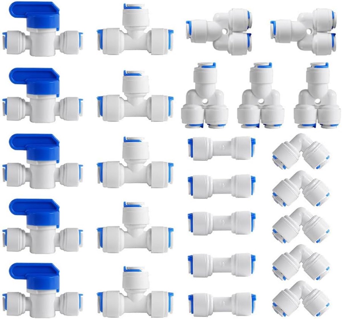 SnelShoppen - 25-delige Universele Aansluitset Adapter Fitting Waterfilter Aansluiting voor 1/4 inch Slang Koelkast Slang Water Slang