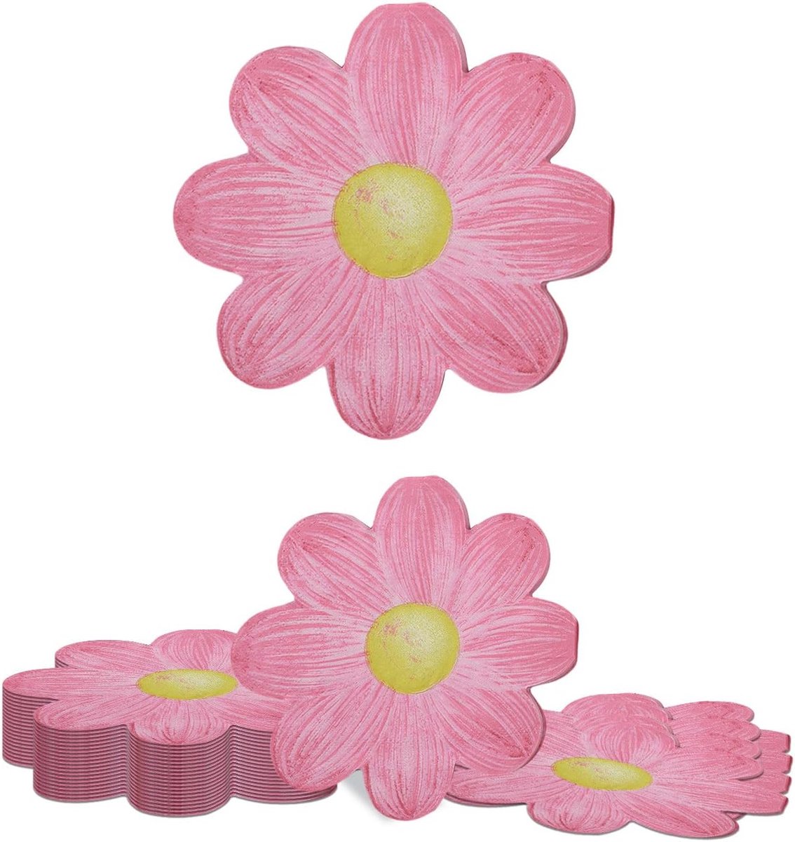 SnelShoppen - Set van 20 Bloemenservetten Bloemvormige Servetten Korenbloem Kleurrijke Servetten Zomerfeest Servetten Roze Decoratieve Servetten