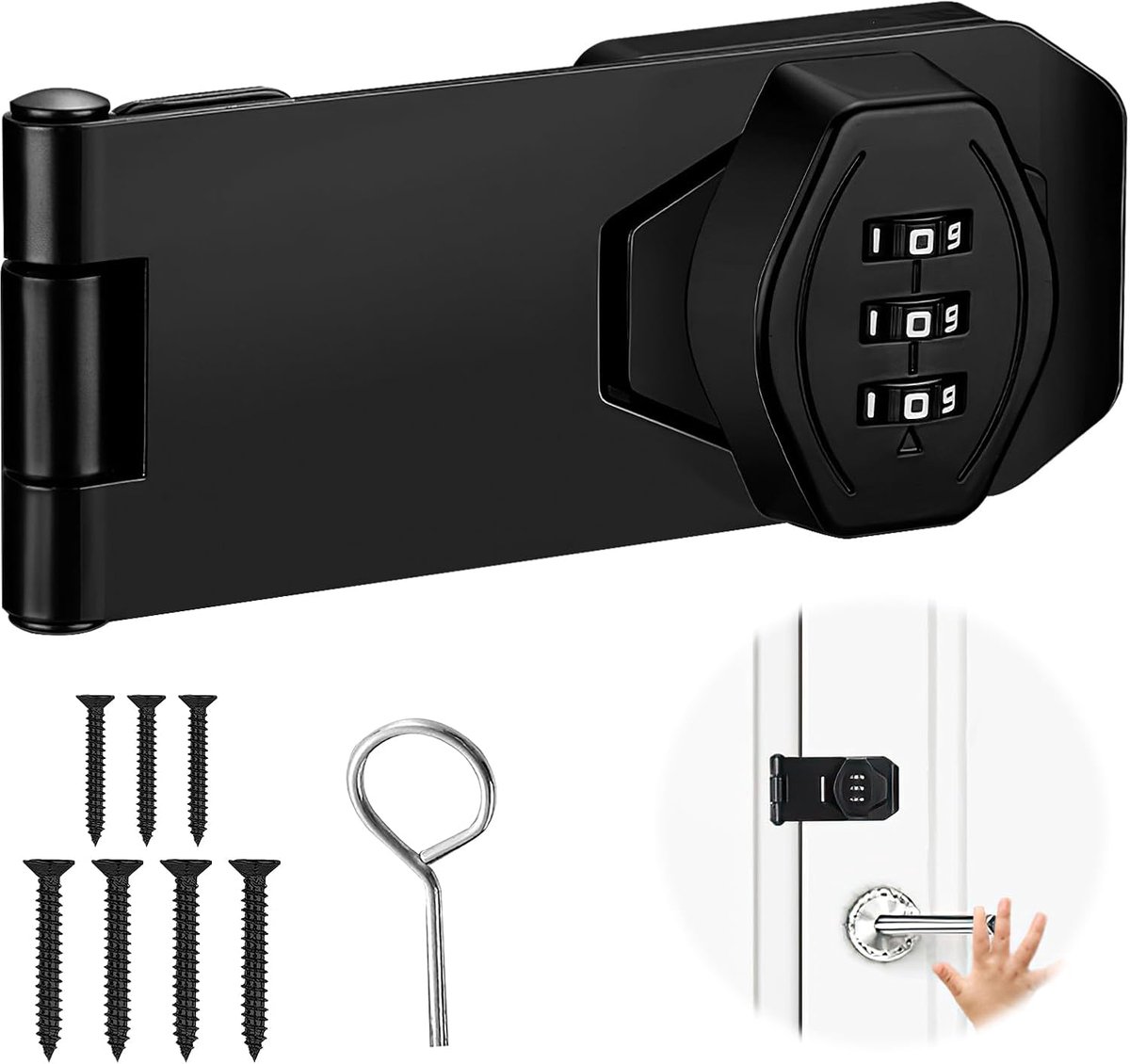 HENGBIRD 10 cm 4 Inch Lock Bar Sliding Door Lock 3 Digit Password Door Lock Outdoor Small Doors Closets Garage Storage - ShopVlot