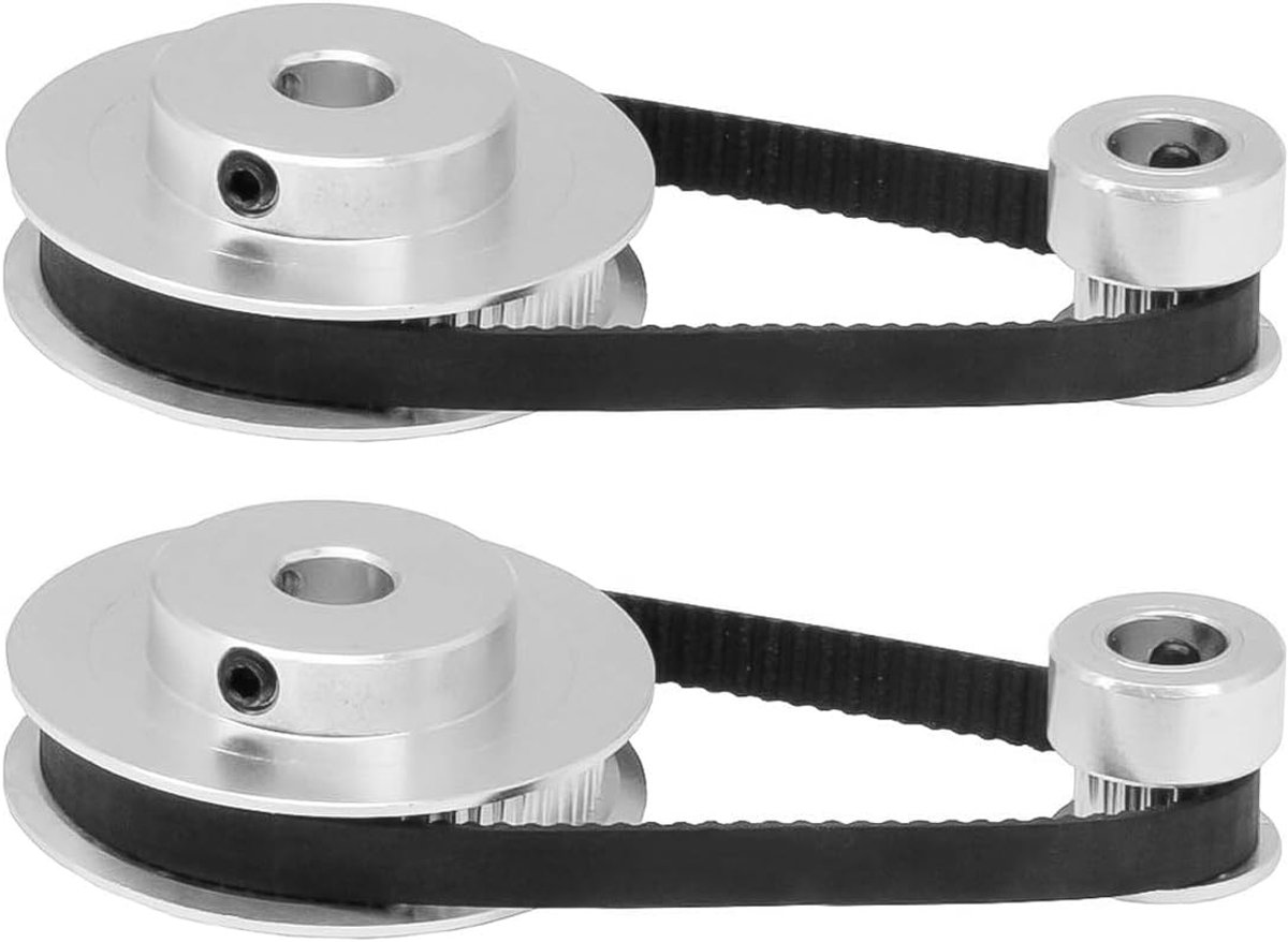 SnelShoppen - 2x GT2 Synchronisatiewielen 20 en 60 Tanden 8mm Boorgat Aluminium Aandrijfpulley met 2 Stuks 200mm Lange 6mm Brede Tandriem voor Nauwkeu