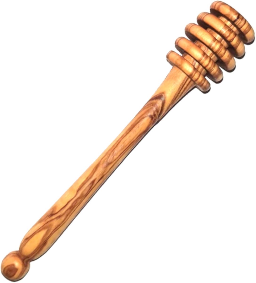 SnelShoppen - 15 cm Houten Honinglepel met Spiraal, Drup- en Vlekvrij, Olijfhout, Ideaal voor Honing, Jam, Syrup, Keukenaccessoire