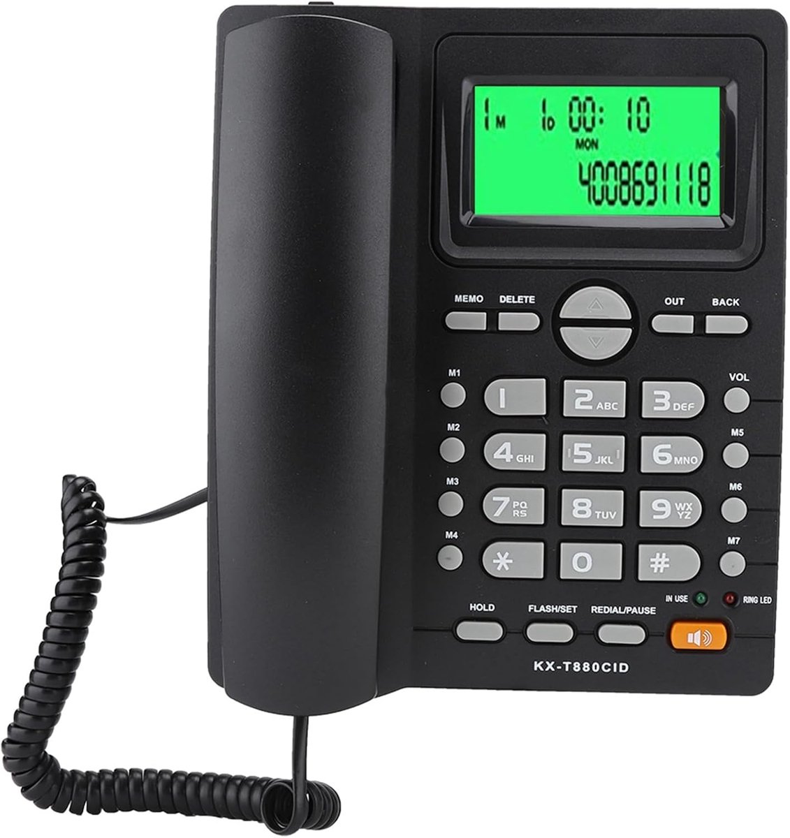 SnelShoppen - Landline Telefoon KX T880C met Bel ID, Snelle Keuze Functie en Duidelijke Geluidskwaliteit - Zwart