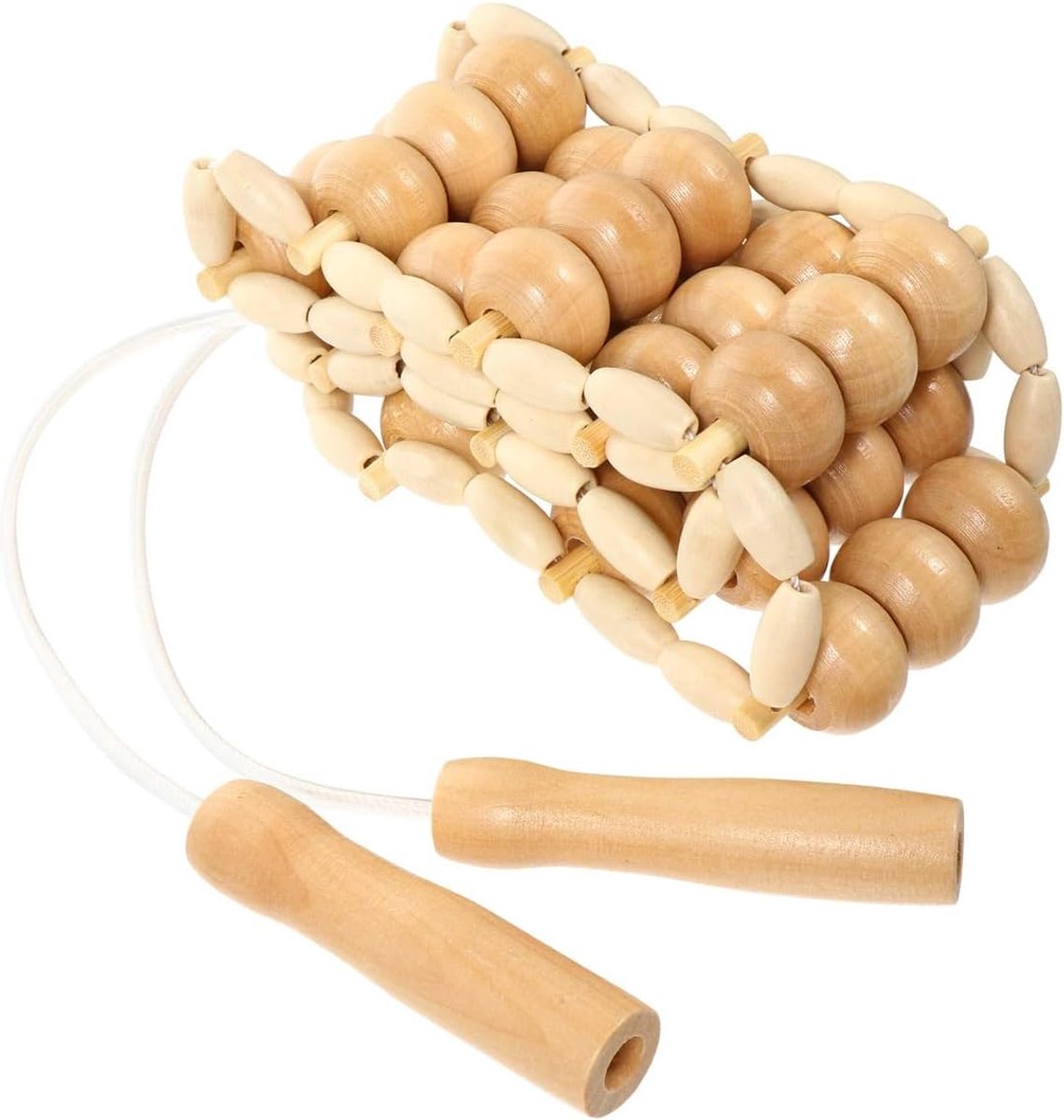 Nicear Houten rugmassageroller, handgemaakte houten full body massageroller met snaar voor nek, rug, schouders en - ShopVlot