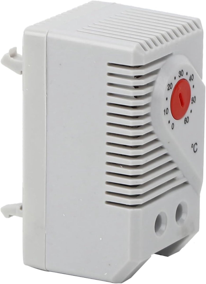 SnelShoppen - Mechanische Thermostaat Temperatuurregelaar 0-60°C, Temperatuurregelaar met DIN Rail Bevestiging voor Verwarming, Ventilatie, Signaalapp