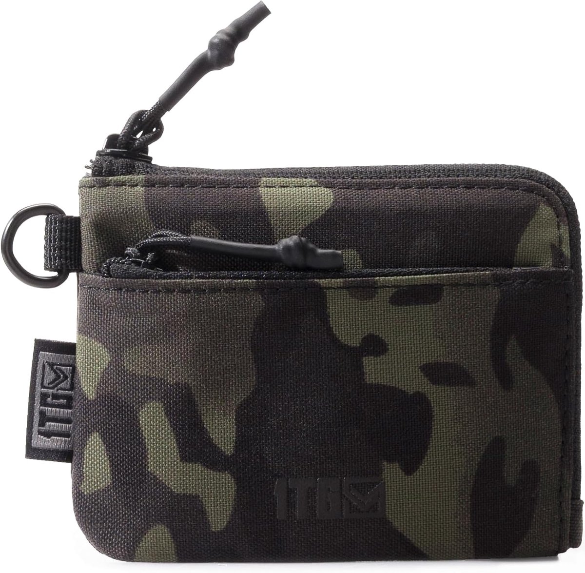SnelShoppen - Kleine Portemonnee, Muntentas 500D Cordura Kleine Rits Portemonnee voor Mannen en Vrouwen, Camouflage, Zwart, 15*10*5, Modern, Ideaal vo